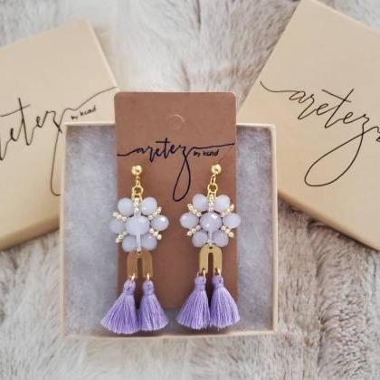 Aretez Purple Glass Bead Chandelier Earrings |..