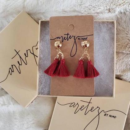 Aretez Dark Red Mini Two Link Post Earrings |..