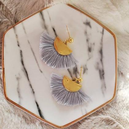 Aretez Tassel Fan Earrings | Handmade Short Dangle..